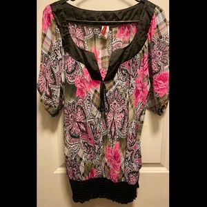 Floral and Paisley print sheer top XL